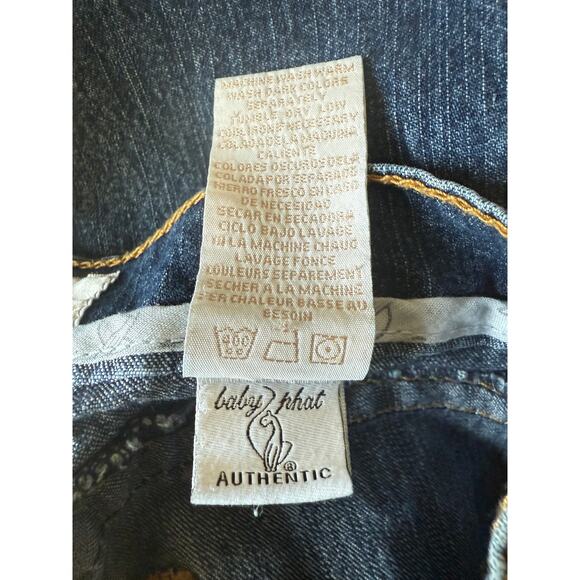 Baby Phat Women’s Jeans Size 11 Straight Leg Dark Wash Gold Cat Logo Y2K Denim - Picture 8 of 10